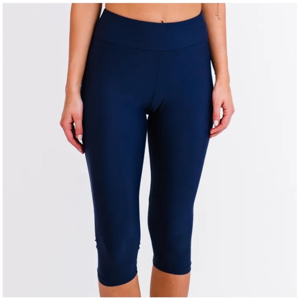 Calypsa by Modli NWT Capri Swim Leggings Womens Size M Blue